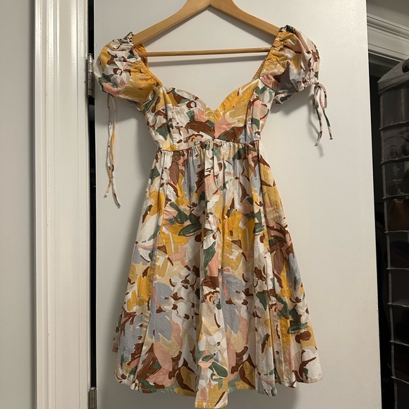 Abercrombie & Fitch - Yellow/Green/Brown Floral Mini Dress XXP - Picture 2 of 5